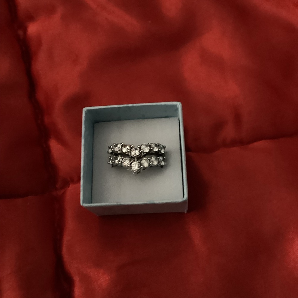 JTV Silver-Tone Simulated Diamond Crystal Stackable Ring Set - Clear Stones